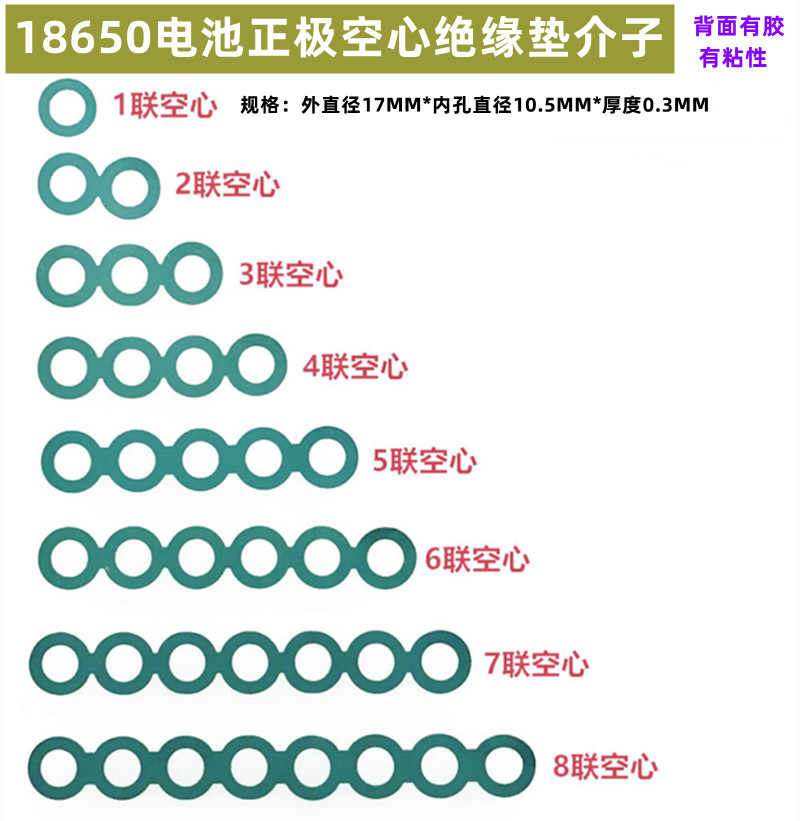 1/2/3/4/5/6节18650锂电池正极空心绝缘垫面垫介子4并3联青稞纸