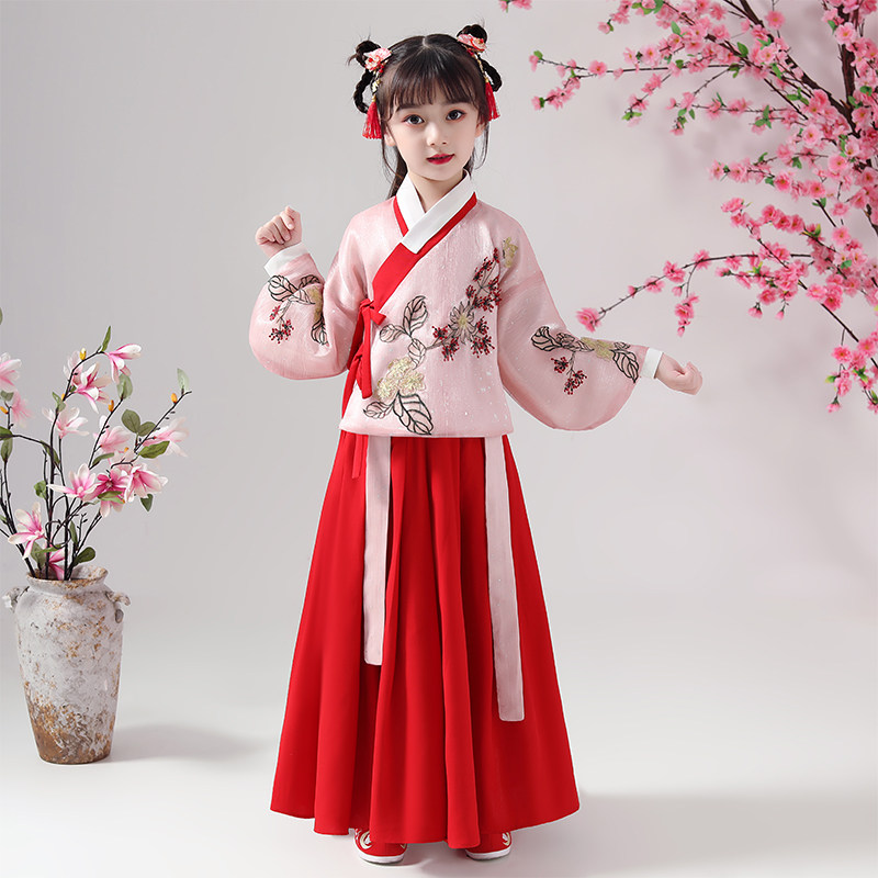 明制汉服女童春秋中国风儿童唐装古风超仙小女孩古装秋冬交领长袖