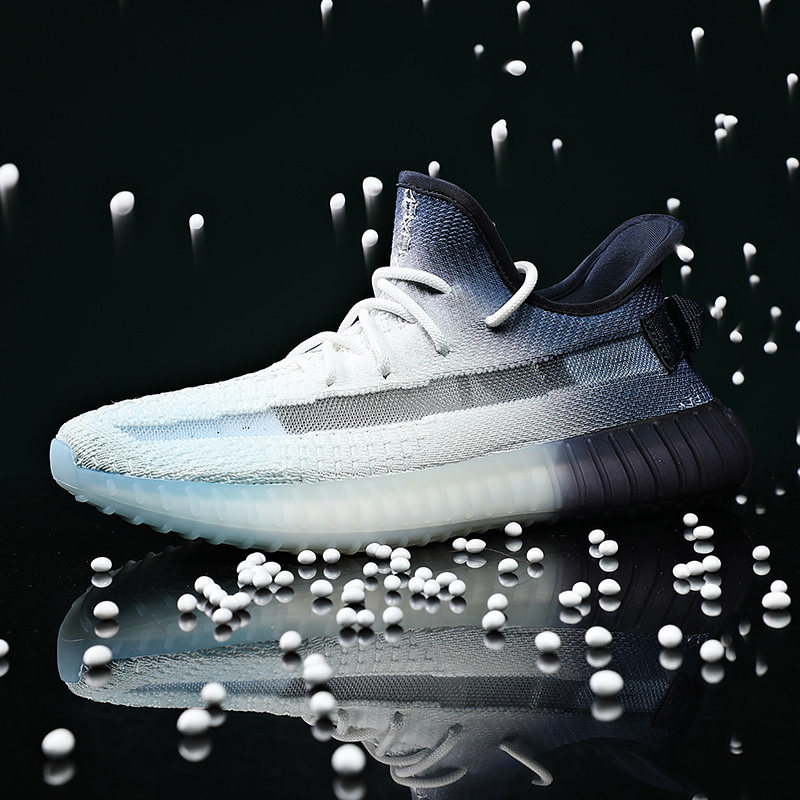 渐变椰子350爆米花男鞋莆田冰蓝运动鞋男夏季透气薄款飞织网面鞋