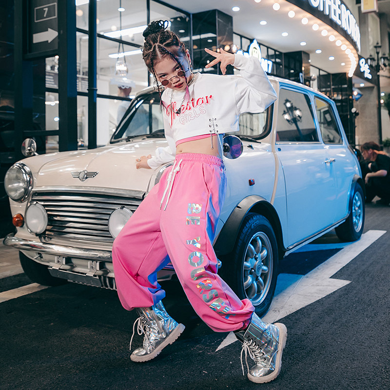 儿童街舞套装嘻哈女童爵士舞时髦套装女孩演出服装少儿潮装秋冬酷