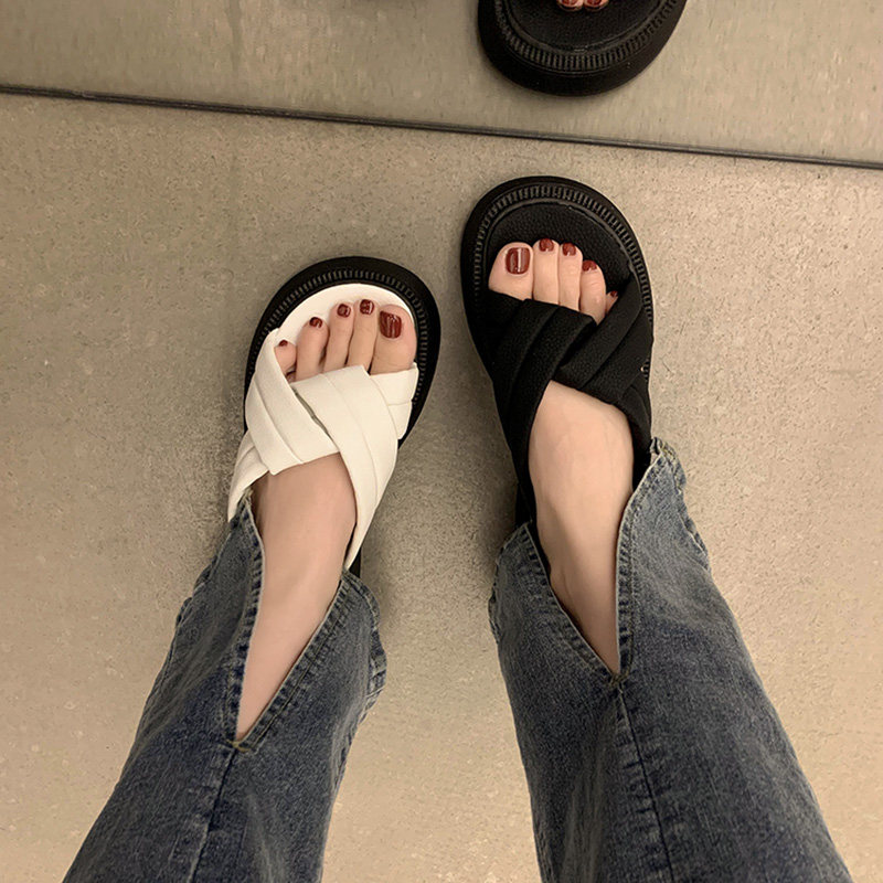 凉拖鞋女夏外穿2022新款时尚百搭网红拖鞋超火厚底夏季一字拖夏款