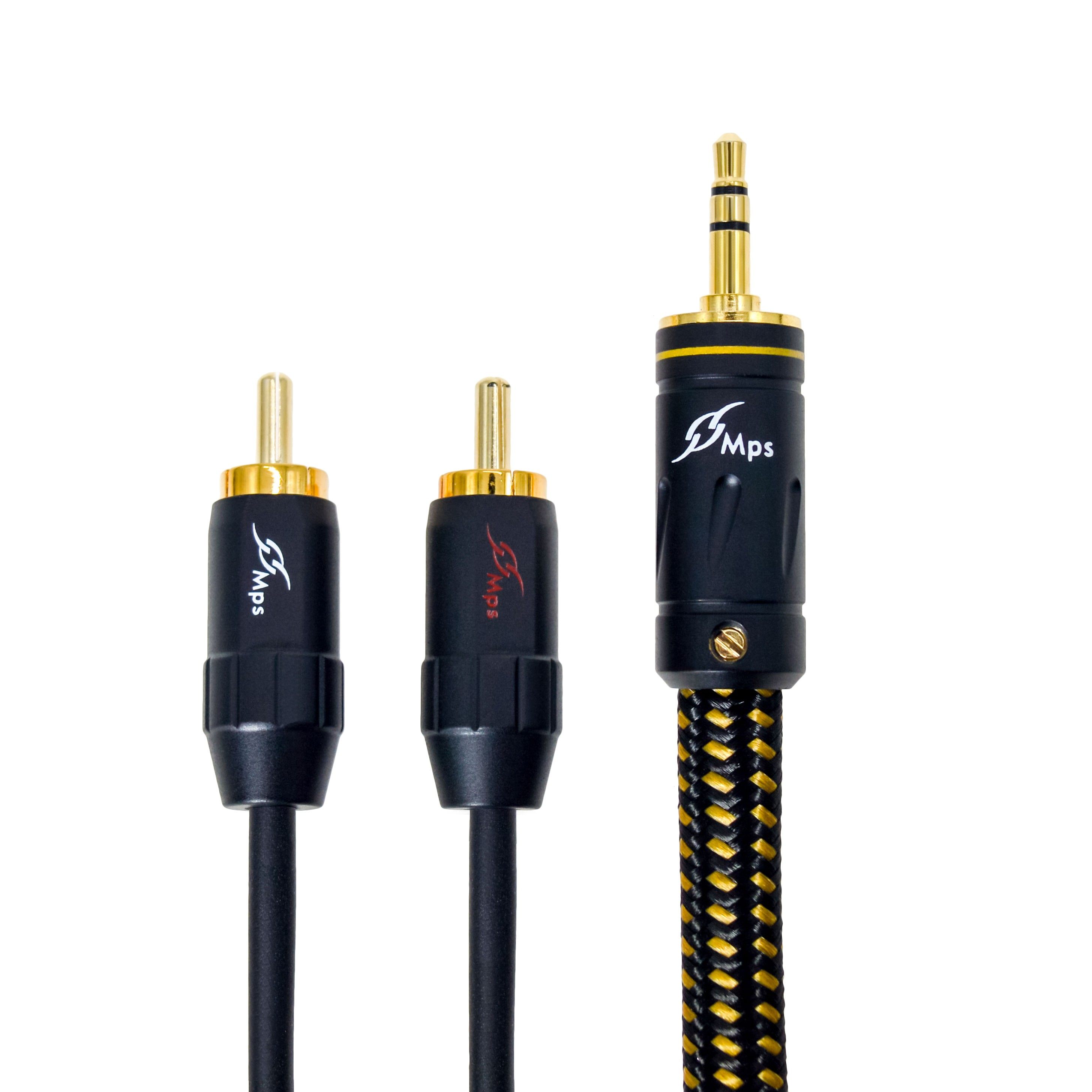 台湾mps x-9leopard手机连接功放音响3.5mm一分二rca音频信号线