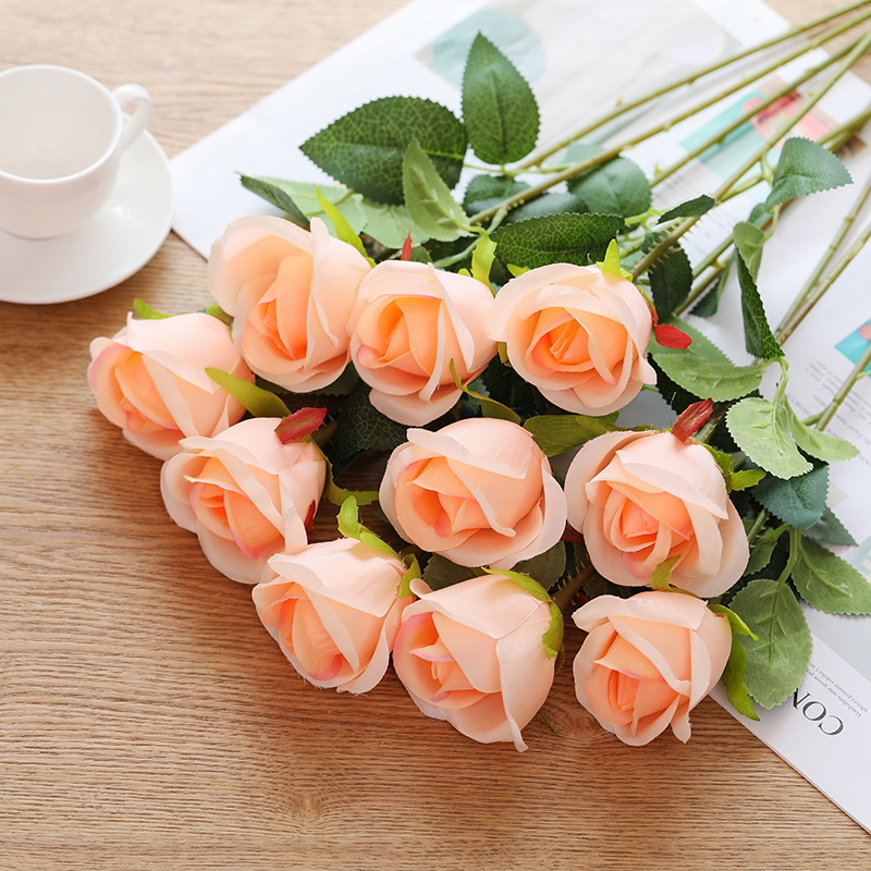 仿真玫瑰花束假花绢花塑料花套装客厅装饰花干花餐桌摆件婚庆花艺
