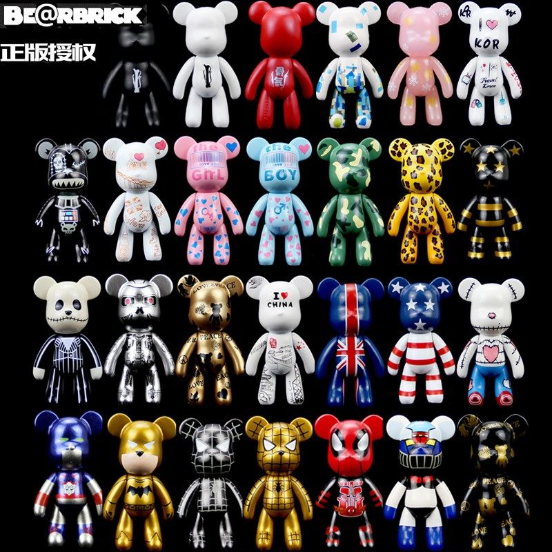 正版bearbrick暴力熊盲盒梵高千秋星空积木熊公仔摆件装饰展示盒潮玩