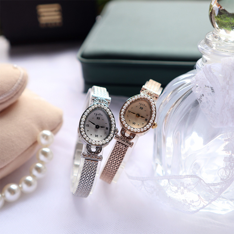 BABILA新款轻奢珍珠时尚手表限定款复古网带石英女表