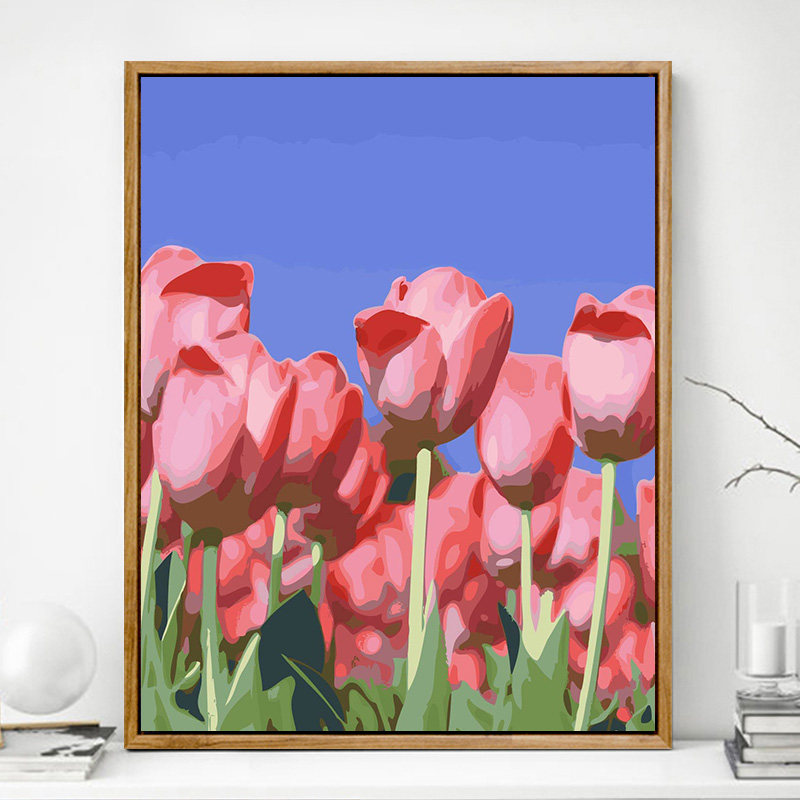 郁金香数字油画diy画画手工填充植物花卉油彩画简单填色装饰挂画