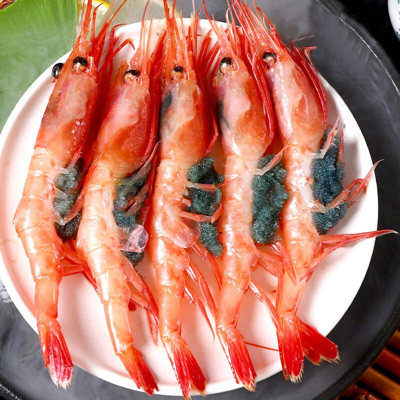 西布船长北极甜虾日生吃刺身甜虾新鲜海捕即食甜冻虾