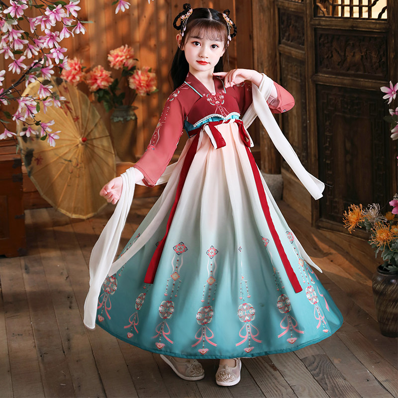 儿童汉服夏小女孩中国风唐装新款童装仙女连衣裙仙气夏季女童大童