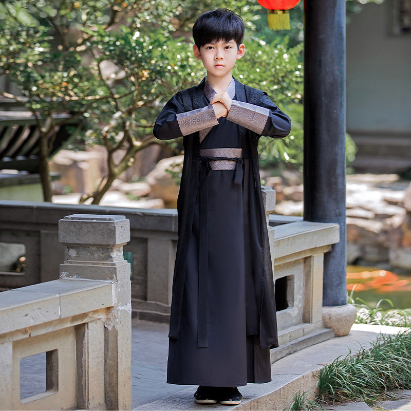 汉服男童夏超仙薄款国学武侠套装小男孩公子儿童古装飘逸古代夏装