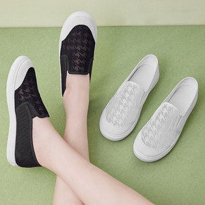 白网鞋女平底帆布小白图片