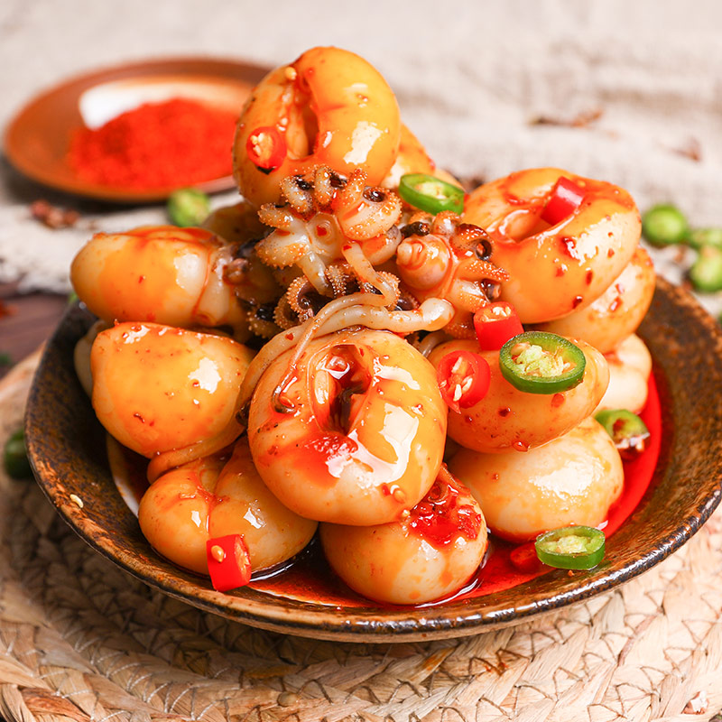 特价香辣八爪鱼 墨鱼仔_炒卤旺麻辣墨鱼仔150g即食真空海鲜熟食八爪鱼