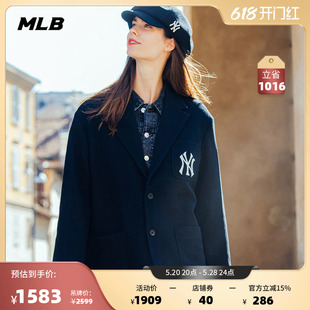 MLB官方 男女情侣羊毛西装夹克经典休闲外套JKB52