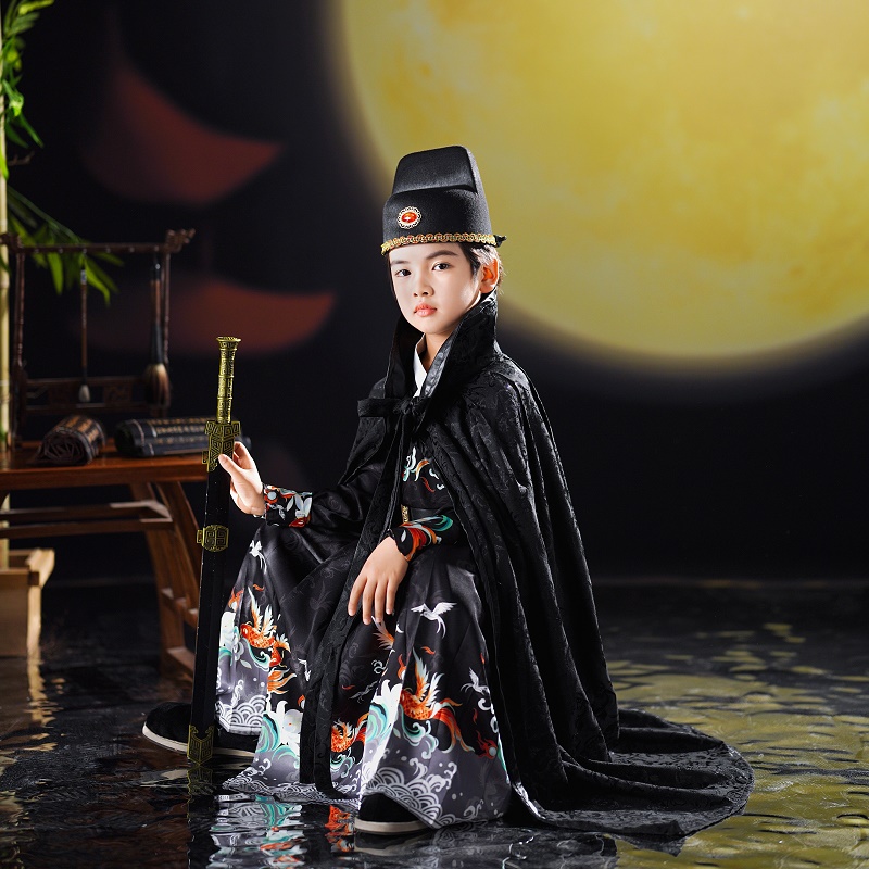 儿童汉服男童明制锦衣卫飞鱼服古装小男孩名捕古风武侠演出服唐装