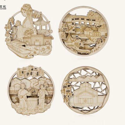 苏州印象木质冰箱磁性文创城市文化旅游纪念品文化创意冰箱贴