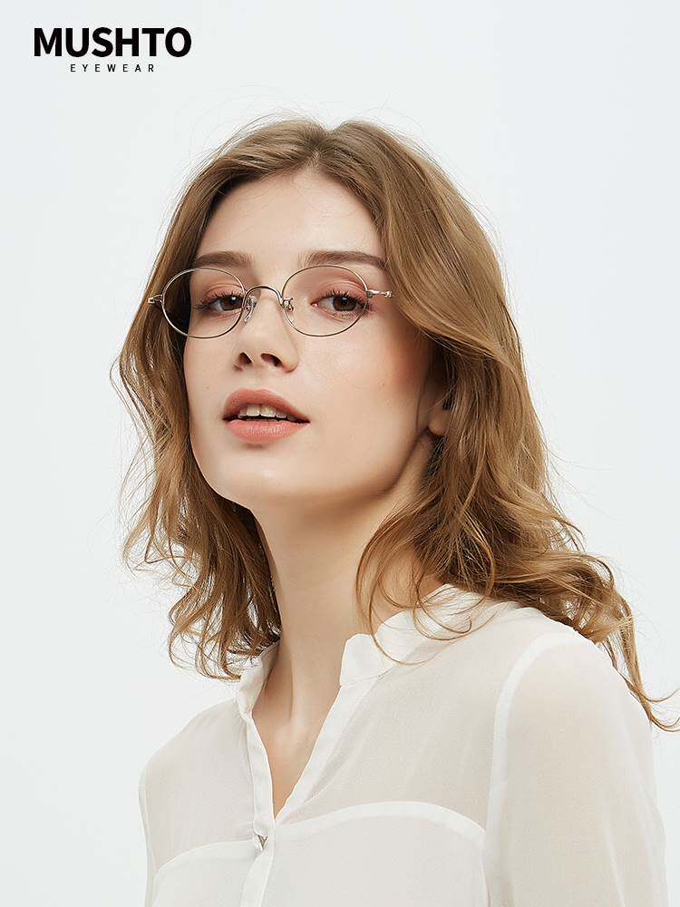 椭圆小框眼镜框女小脸复古近视眼镜配1000度中高度数纯钛火热畅销