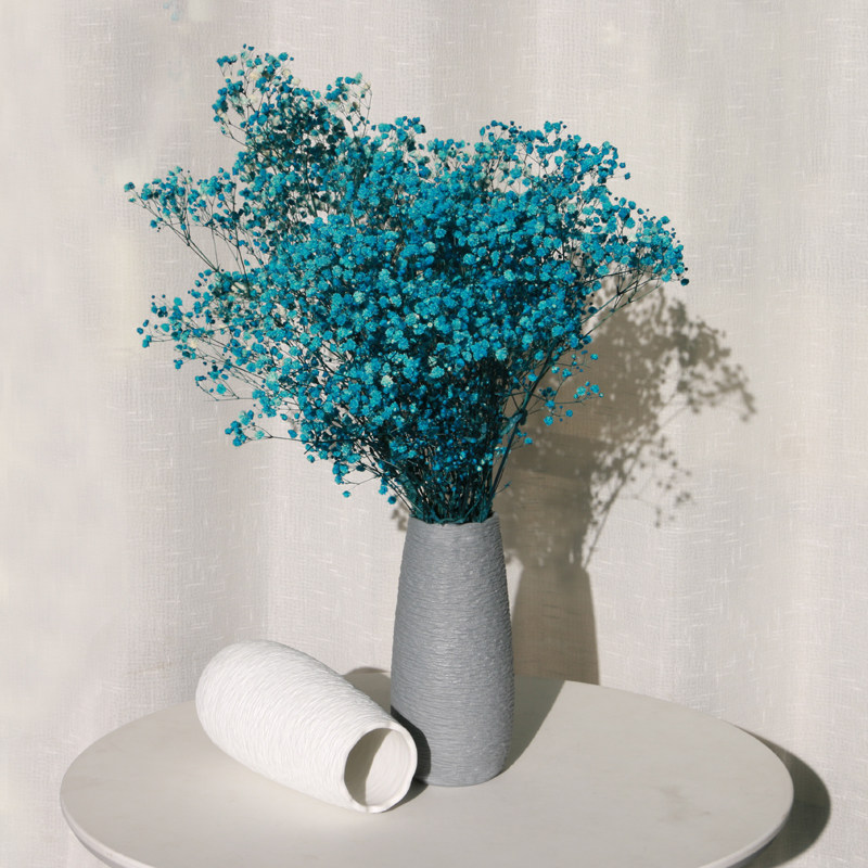 满天星干花花瓶摆件 北欧现代陶瓷花瓶 永生花装饰品客厅插花摆设