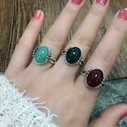 Simple retro index finger ring female classical national court style synthetic stone elegant ring opening adjustable wild
