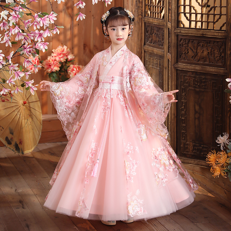 女童汉服襦裙中国风春夏超仙古风仙气加厚儿童加棉交领大袖衫春装