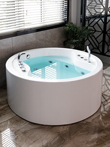 圆形浴缸独立式双人冲浪按摩浴缸1.4米泡澡浴池可加恒温