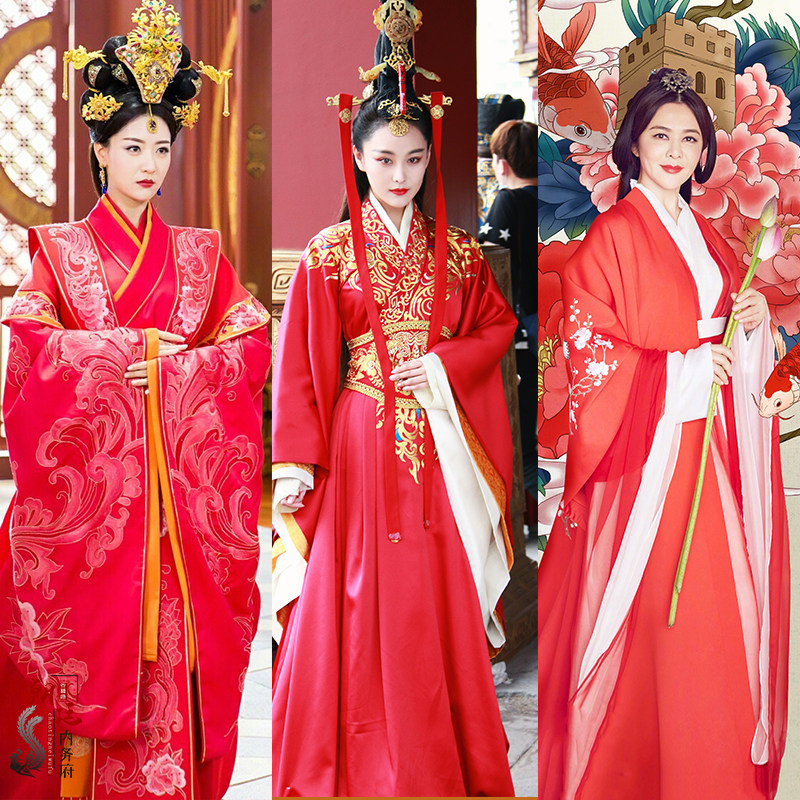 影视装思美人同款古装红色女汉服中式婚礼喜服拖尾皇后服新娘古装