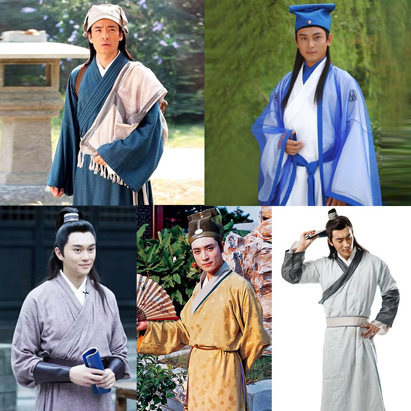 影视装男士汉服书生秀才棉麻公子服古代医生郎中古装少爷演出服