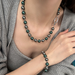 英国设计师TopWhit大溪地混彩色施家珍珠项链女新中式串珠毛衣链