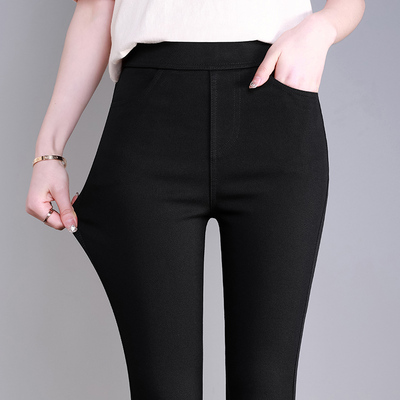 打底裤女外穿夏薄女裤2022新款显瘦高腰紧身铅笔黑裤小脚黑色裤子