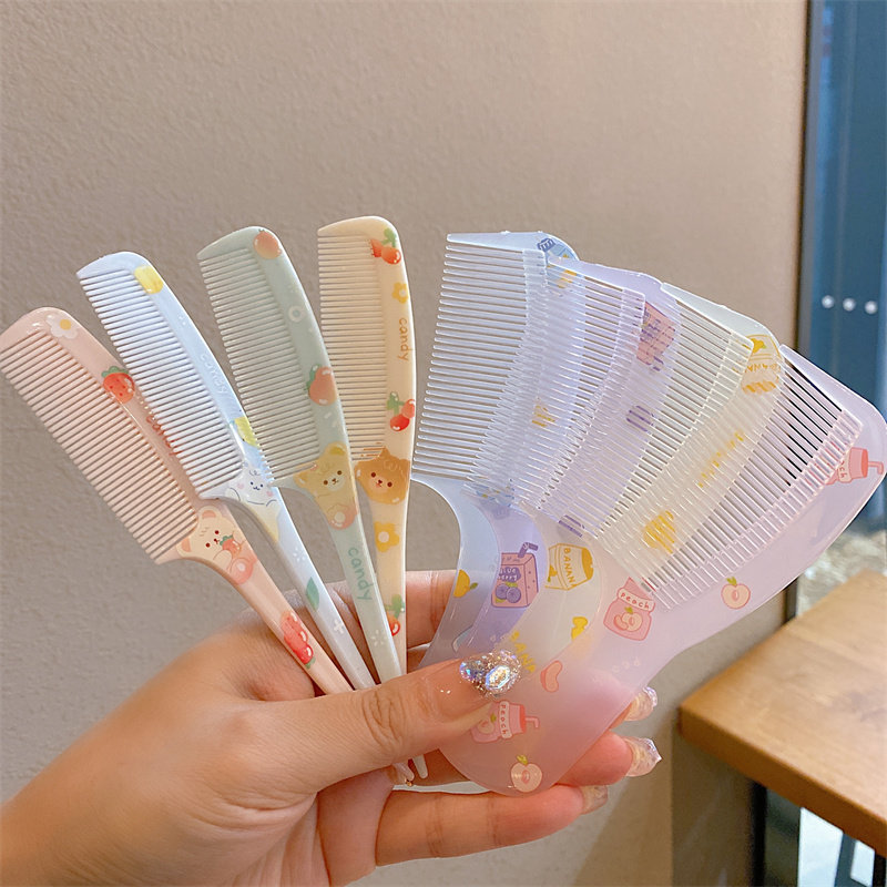 可爱女童梳子儿童女孩长发梳尖尾梳圆柄梳果冻卡通水果幼儿园梳子