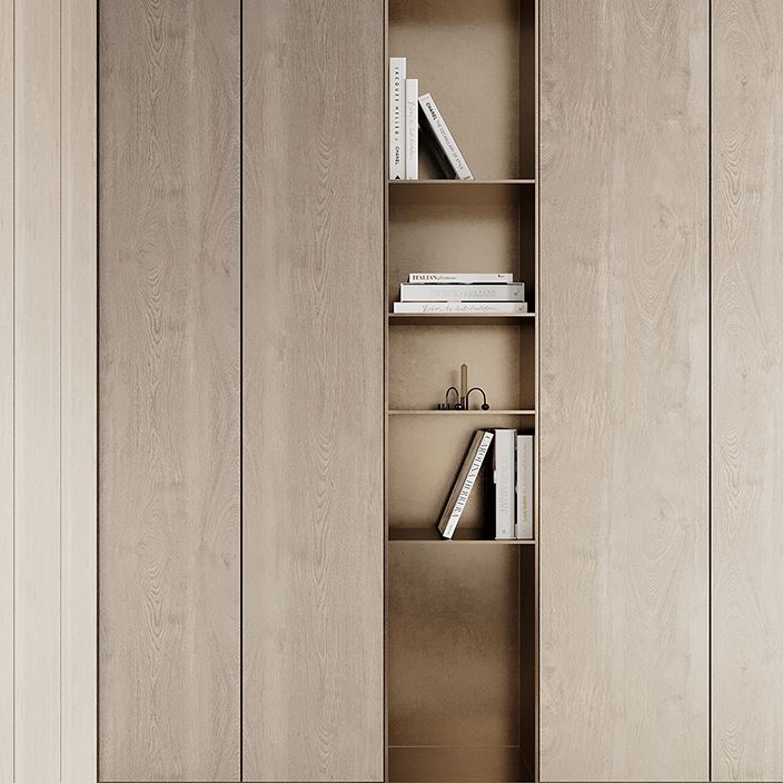 溪岸定制衣柜现代极简原木风北欧衣帽间定做转角衣橱设计全屋定制