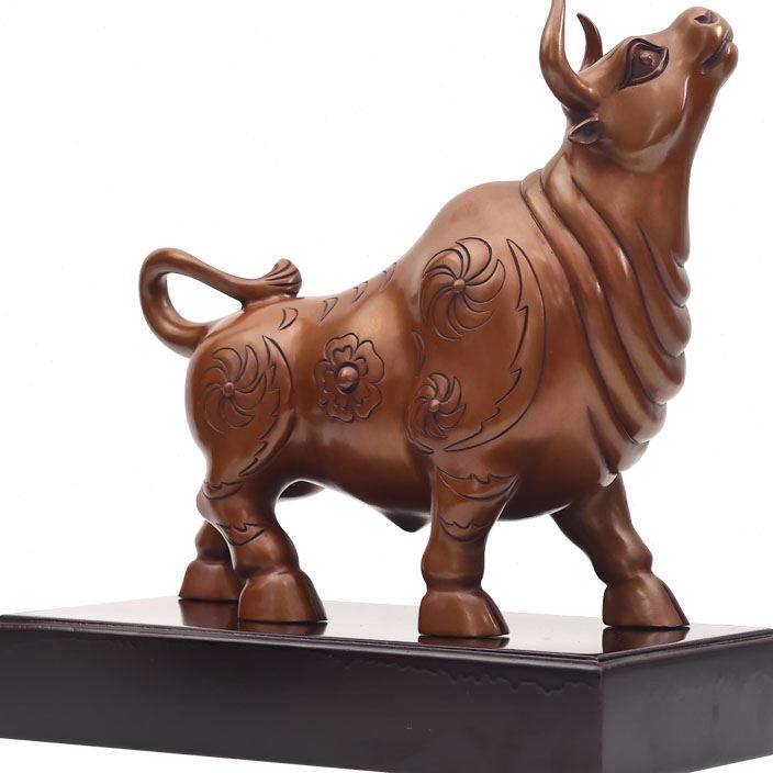 宽和纯铜牛摆件抬头牛转乾坤生肖礼品办公室牛气冲天紫铜工艺品