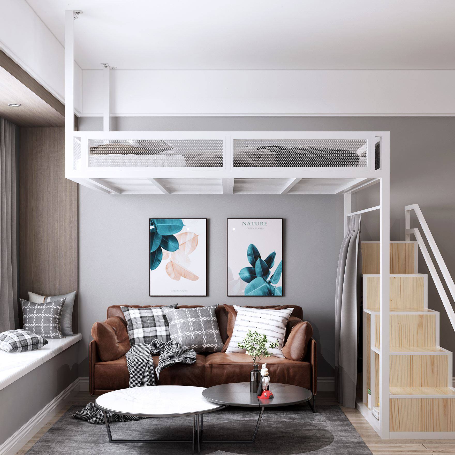 新款铁艺高架床复式二楼床高低床省空间loft悬空吊床多功能楼阁床