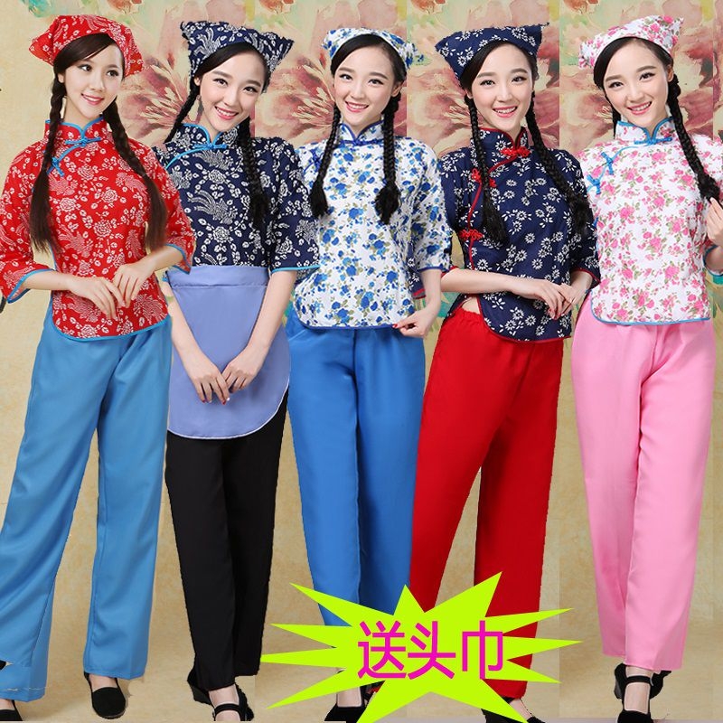 怀旧服装30-40年代衣服民国时期农村姑娘阿庆嫂采茶民族服装