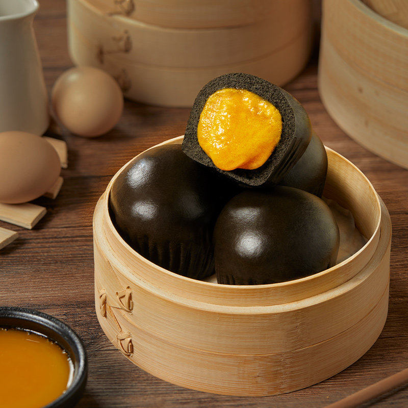 乐肴居黑金流沙包300g广式早餐爆浆咸蛋黄奶黄速冻包子旗舰店