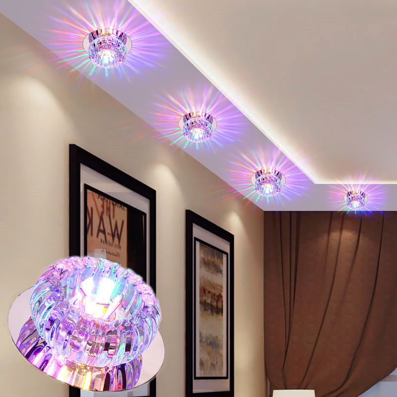 水晶射灯led七彩变色筒灯嵌入式过道造型孔灯客厅吊顶装饰小灯具
