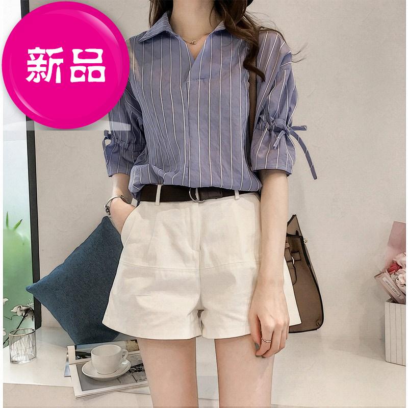 Summer wear stripe Frenum new pattern leisure time Women's wear shirt BF Large Sleeved 8 Easyin the Women's clothing/Boutique , Shirt category - from Buy2taobao.com to provide professional Taobao agent buy service