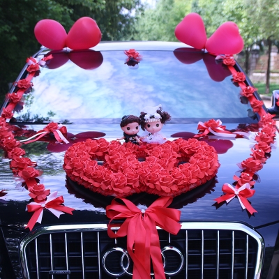 婚庆婚车装 饰套装 饰g结婚车头花婚车创 花车拉花装 饰用品主婚车装