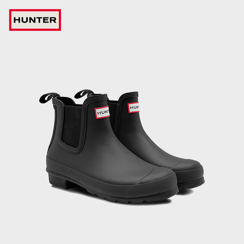 hunter英国雨鞋雨靴女时尚款外穿显瘦防水防滑中跟厚底切尔西短靴