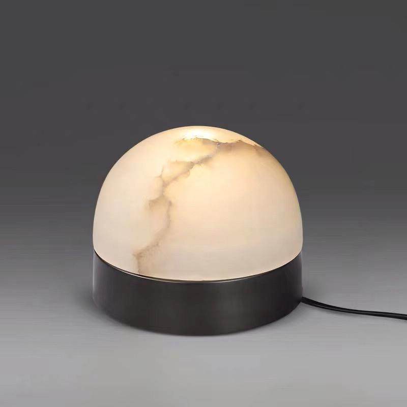 简约创意现代简约天然云石台灯美式客厅卧1室床头云石圆形灯罩装