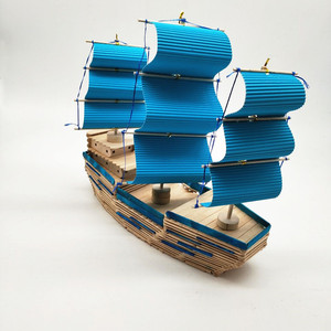 雪糕棒diy手工制作轮船帆船模型材料包幼儿园益智亲子玩具木棍棒