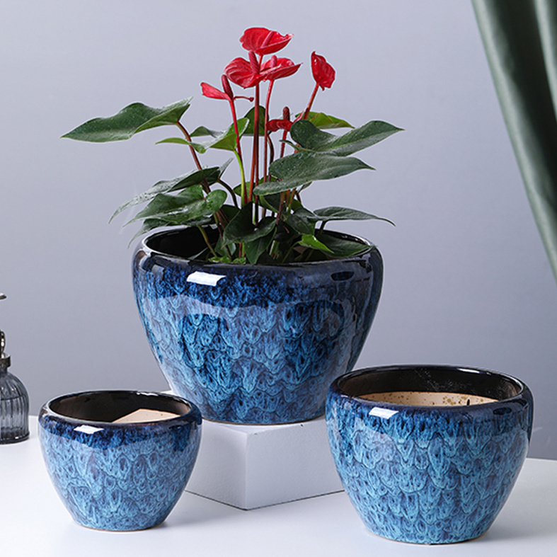 花盆陶瓷花盆家用君子兰高档清仓多肉花盆红色客厅苹果孔雀蓝花盆