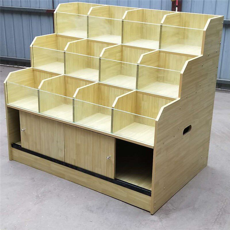 五谷杂粮货架超市米面中岛柜粮油展示架便利店木质干果散装展示柜