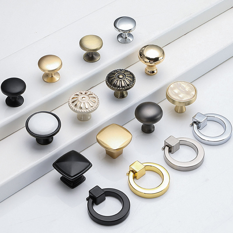 美式现代简约抽屉拉手北欧橱柜柜子圆形单孔轻奢衣柜门把手拉环小