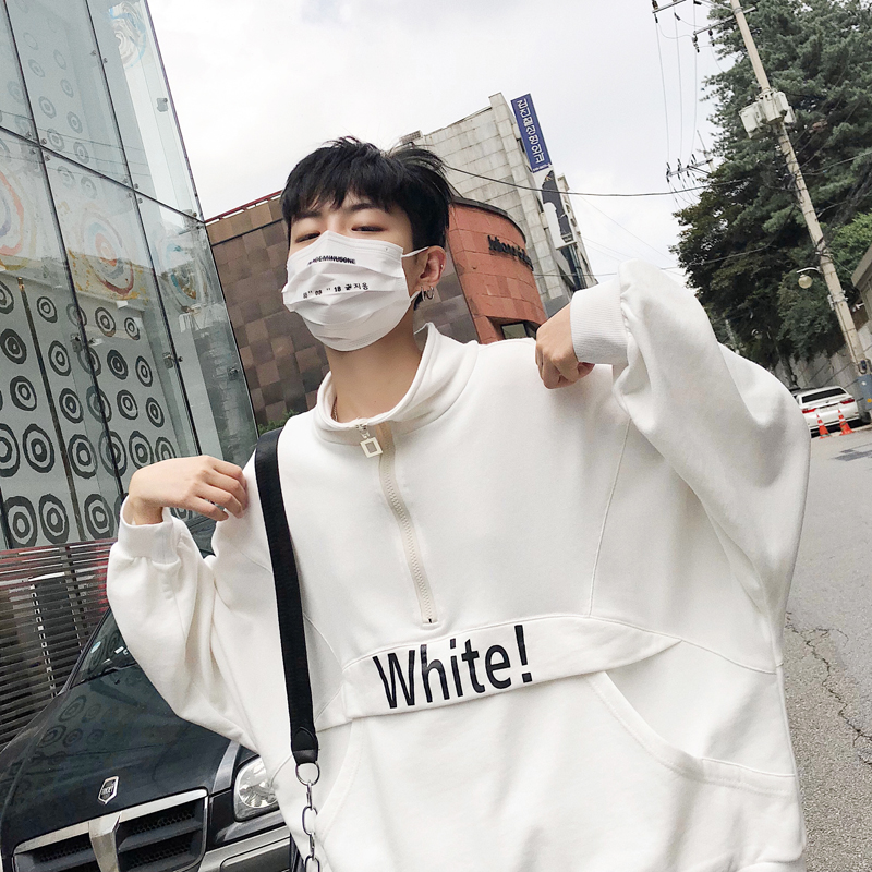 男装2019秋冬新款圆领套头长袖ins情侣卫衣宽松刺绣白色港风H外套在类目 男装, 卫衣中 - 来自Buy2taobao.com提供专业的淘宝代购服务