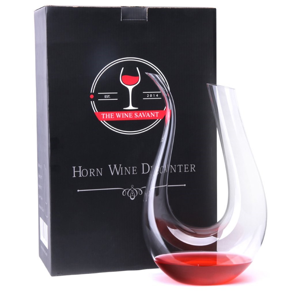 Crystal Clear Glass U-Shaped Horn Wine Decanter Red Wine Pou