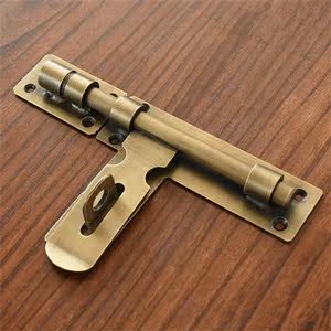 门栓明装插销中式仿古纯铜大门锁扣c复古左右木门闩门扣门销子