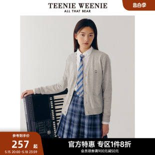 TeenieWeenie小熊奥莱秋冬V领针织衫开衫外套毛衣外穿宽松女