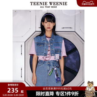 TeenieWeenie小熊奥莱牛仔马甲背心外套短款时尚潮流设计感女春装