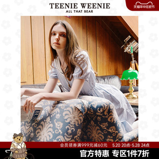 TeenieWeenie小熊奥莱女夏季格纹复古温柔风清新连衣裙裙子女