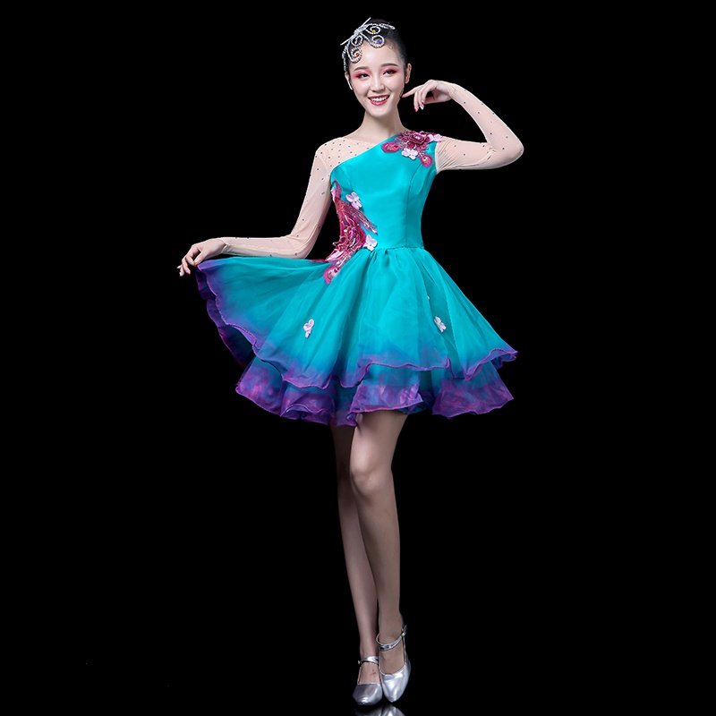 高档现代舞演出服女时尚青春年会舞蹈连衣裙服装开场舞蓬蓬裙表演