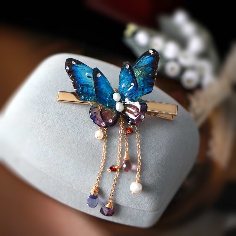 海夹珍夹p头石发边款饰苏英古刘流复新珠夹边侧蝶蝴仙超本日